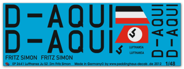 Peddinghaus-Decals 1:48 2641 Ju 52/3m Fritz Simon D-AQUI