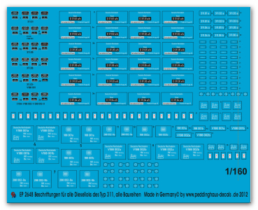 Peddinghaus-Decals  1:160 2648 Beschriftungen für alle Dieselloks des Typ D 311 alle Baureihen