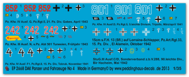 Peddinghaus-Decals 1:35 2668 DAK Tank markings No 4