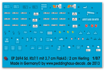Peddinghaus 1/87 2694 Sd. Kfz 7-1 8 ton halftrack with 2 cm quad and 3,7 cm anti aircraft gun
