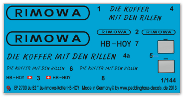 Peddinghaus-Decals 1:144   2700 Ju 52 Ju-Air Rimowa Koffer