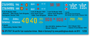 Peddinghaus-Decals 1:35 2736 T34 and KV 1 of the russian Army