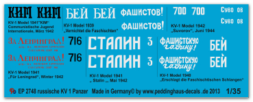 Peddinghaus-Decals 1:35 2748 KV 1 russian Tanks