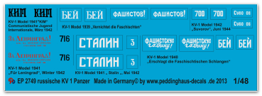 Peddinghaus-Decals 1:48 2749 KV 1 russian Tanks