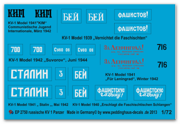 Peddinghaus-Decals 1:72 2750   KV 1 russische Panzer