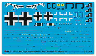 Peddinghaus-Decals 1:48 2771 Ju 88 A-14 Stab/II Gruppe Zerstörergeschwader 1