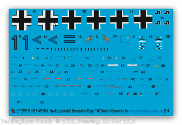 Peddinghaus-Decals 1/72 2797  Bf 109 F4/B Ofw. Frank Lissendahl