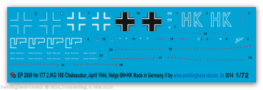 Peddinghaus-Decals 1/72  2800 He 177 A-3 2./KG 100, Chateaudun 1944