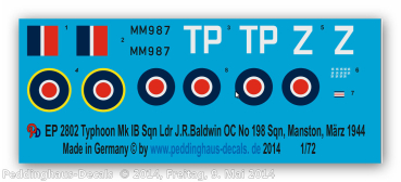 Peddinghaus-Decals 1/72  2802 Typhoon MK IB Ldr.J.R.Baldwin