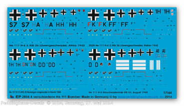 Peddinghaus-Decals 1:144  2804 4 different german Bomber  Typ He 111
