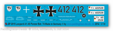 Peddinghaus-Decals 1:16  2815 german Leopard A1A5 Pz. Bat 74