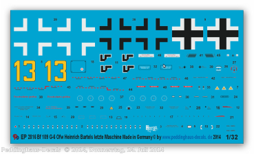 Peddinghaus 1/32 2816  last Bf 109 of Heinrich Bartels