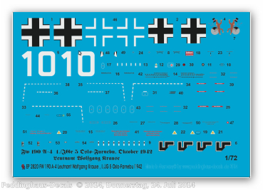 Peddinghaus-Decals 1/72  2820 Fw 190 A-4 Lt. Wolfgang Krause