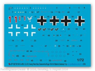 Peddinghaus-Decals 1/72  2827 Bf 109 G-4/R6 12./JG2 Georg Peter Eder