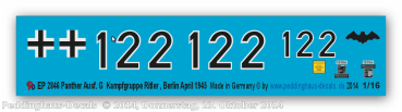 Peddinghaus-Decals 1:16 2846 Panther late G version, Battlegroup Ritter, Berlin April 1945