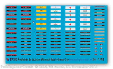 Peddinghaus-Decals 1/48 2852 Ärmelbänder für Soldaten der Wehrmacht Volkssturm