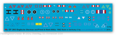 Peddinghaus-Decals 1:72  2863  Englische Sherman und Priest Panzer in Nord Afrika 1942