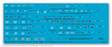 Peddinghaus-Decals 1:72  2900 Beschriftungen für 13 Panzer III der Jahre 1942-44
