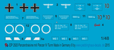 Peddinghaus-Decals 1:48 2920 markings for Verlindens Panzerdraisine with MARK IV turret