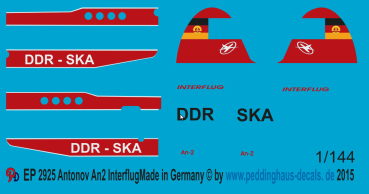 Peddinghaus-Decals 1:144  2925 markings for a Antonov An2 Interflug