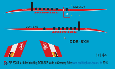Peddinghaus-Decals 1:144 2926 markings for a L-410 Interflug