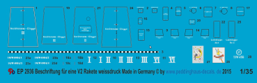 Peddinghaus-Decals 1:35 2936 markings for a german V2/A4 rocket white print