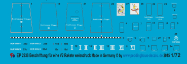 Peddinghaus-Decals 1:72  2938 Beschriftung für eine V2/A4 Rakete in weissdruck