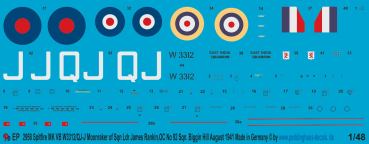 Peddinghaus-Decals 1:48 2958 Spitfire MK VB W 3312/QJ-J Moonraker of Sqn Ldr. James Rankin, OC No92 Sqn