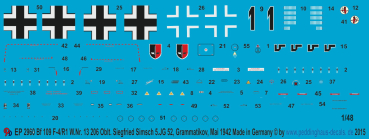 Peddinghaus-Decals 1:48 2960 Bf 109 F-4/R1 Oblt. Siegfried Simsch, 5. JG 52, Grammatikov, Mai 1942