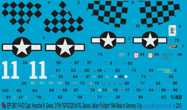 Peddinghaus-Decals 1:48 2963 P-47D Capt. Herschel H Green, 317th FG/325th FG, Gelone, Italien Frühjahr 1944