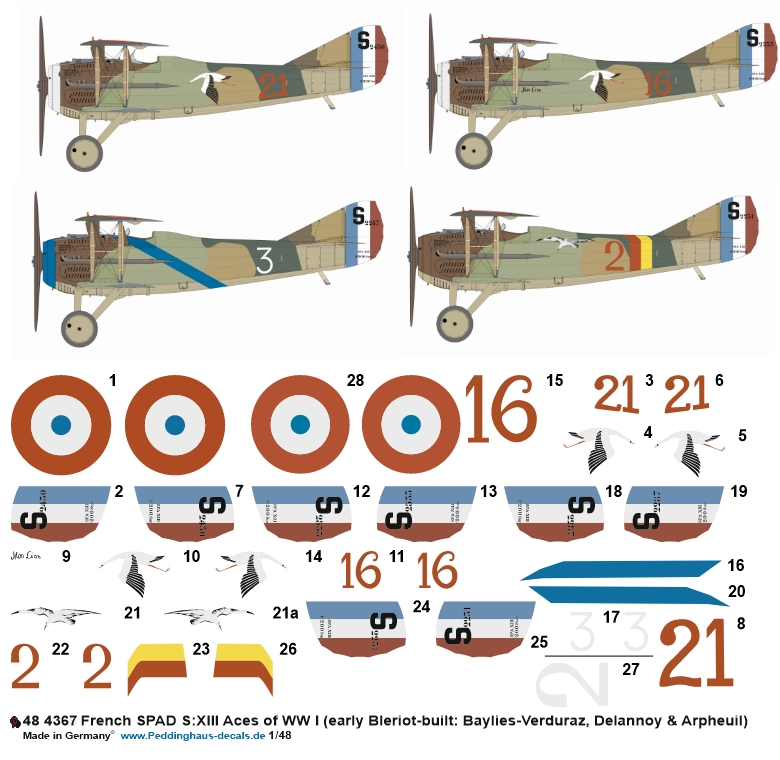 Peddinghaus Decals Peddinghaus Decals 1 48 4367 French SPAD S XIII 