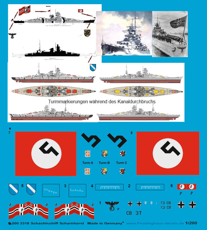 Peddinghaus 1/700 Scharnhorst German Battleship Markings WWII W/floatplane 2619 for sale online 