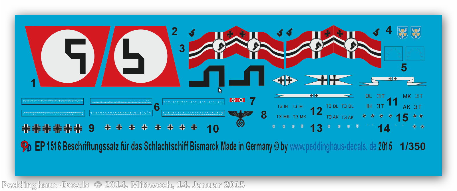 1/350 bismarrk flags and Pennants 65221A model decal 