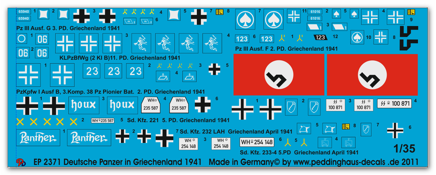 3373 Peddinghaus 1/35 German Army standard markings