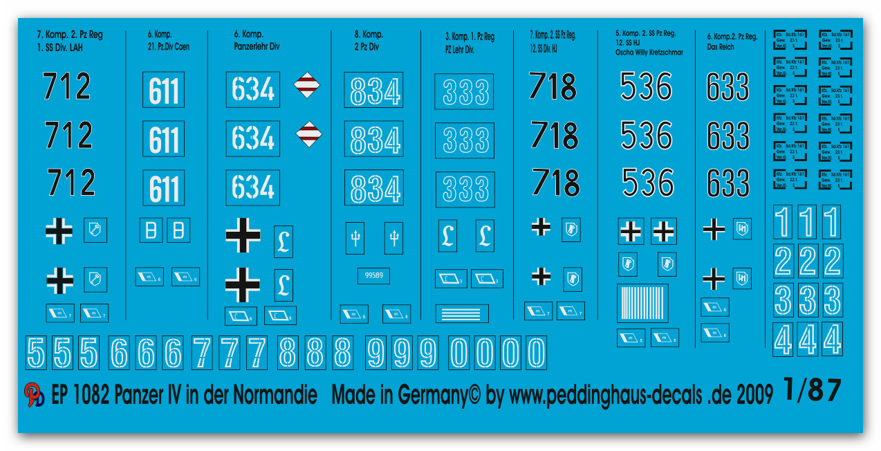 thumbnail image 2 of Peddinghaus 1/87 HO Scale German Tank Turret Numbers WWII Decals - Black & Red W/ White - 799 2 of 4