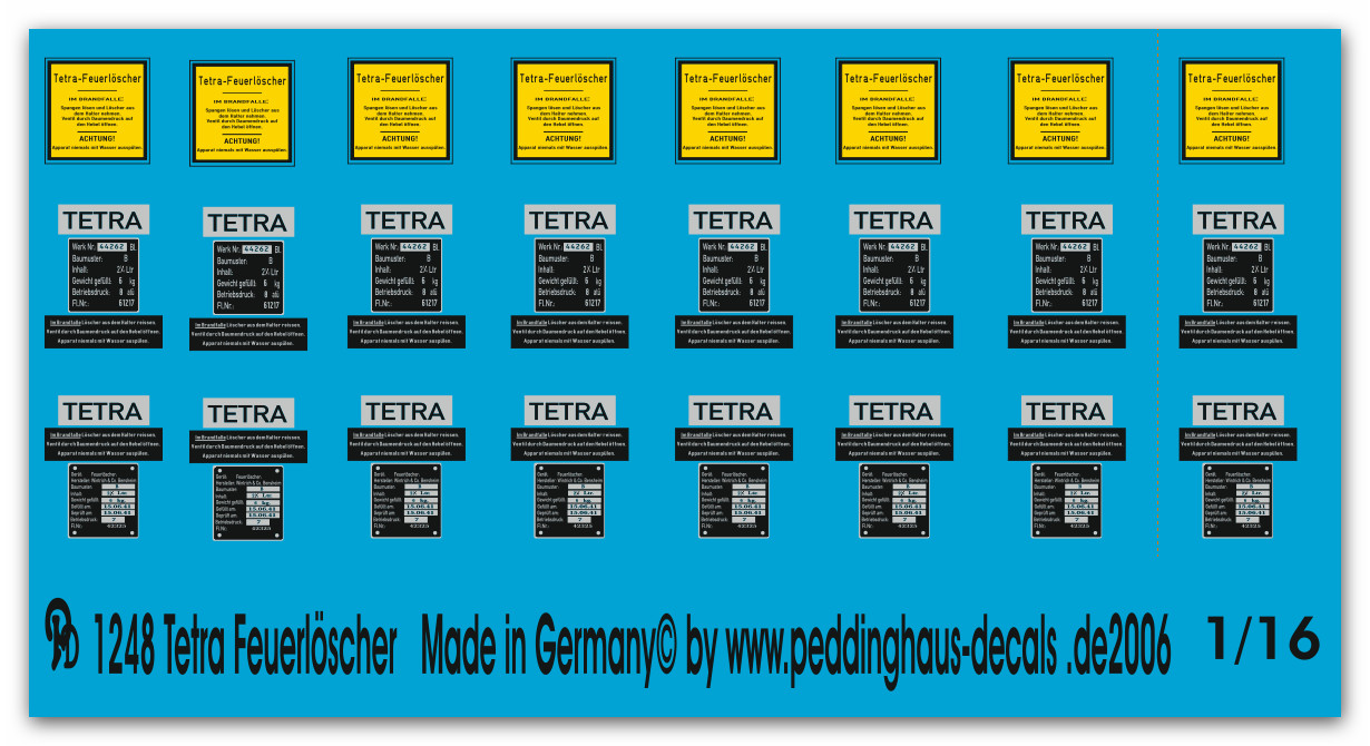Peddinghaus-Decals 1/35 1249 Tetra Feuerlöscher Beschriftungen für Deutsche Panz 