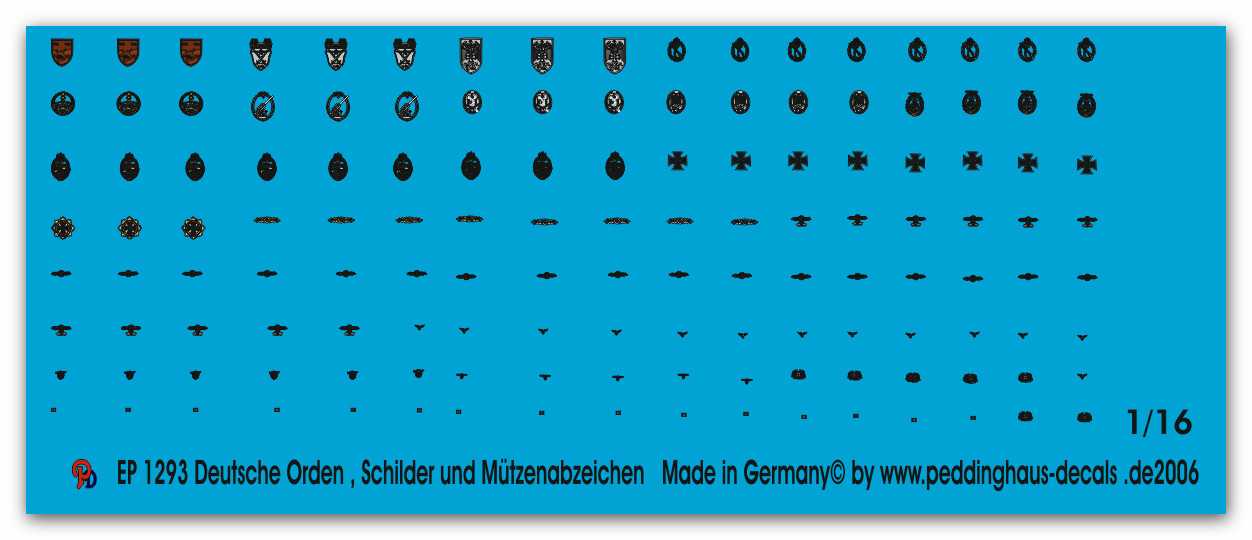 Schilder Mützenabzeichen No 1 Peddinghaus-Decals 1/35 1271 Deutsche Orden 