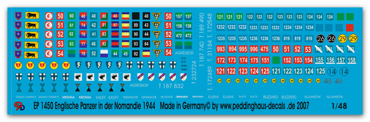 Peddinghaus  1/48 1450 Englische Panzermarkierungen in der Normandie 44
