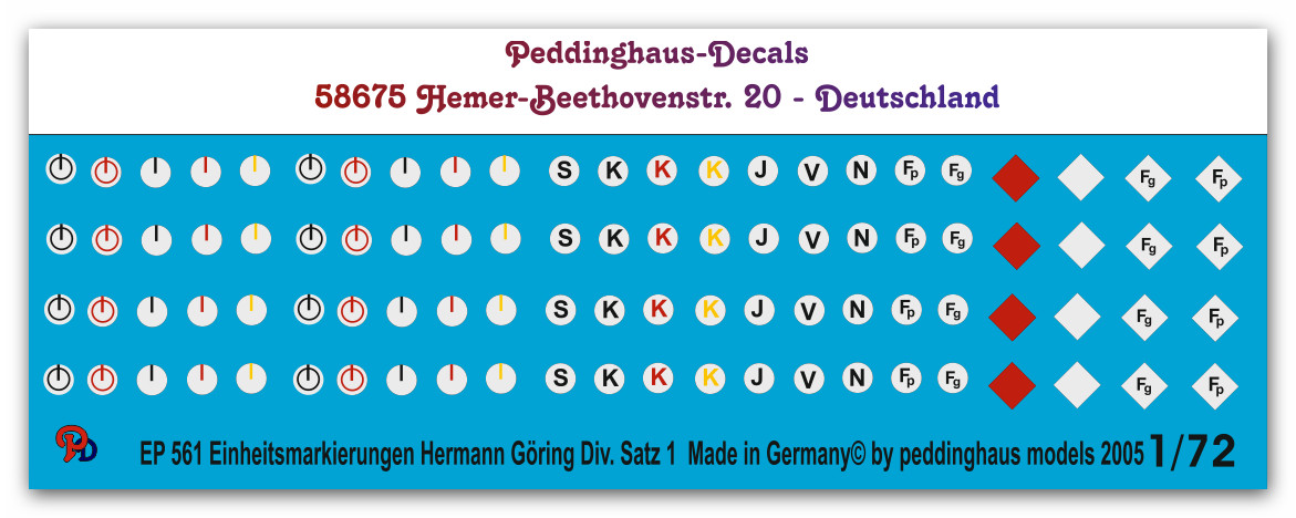 Peddinghaus-Decals 1/72 560 Divisionszeichen Satz 7