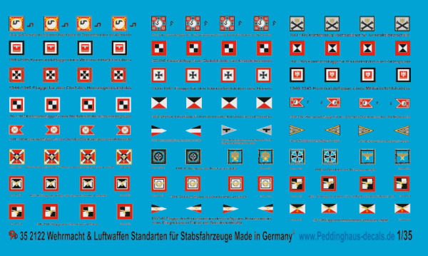 Peddinghaus-Decals 1:35 2122 Standarts for vehicles of Wehrmacht-Airforce  and Waffen SS