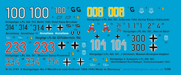 Peddinghaus-Decals 1:35 3741 6 Kingtiger west and eastfront 1944-1945