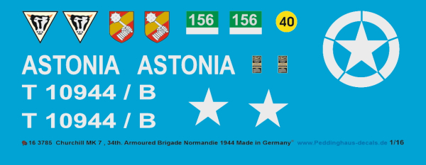 Peddinghaus-Decals 1/16 3785 Churchill MK7- 34 th Armoured Brigade, part of 79th Armoured Divison Normandie 1944