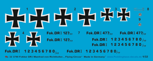 Peddinghaus-Decals 1/32 3790 Fokker Dr. I Manfred von Richthofen " Flying Circus"