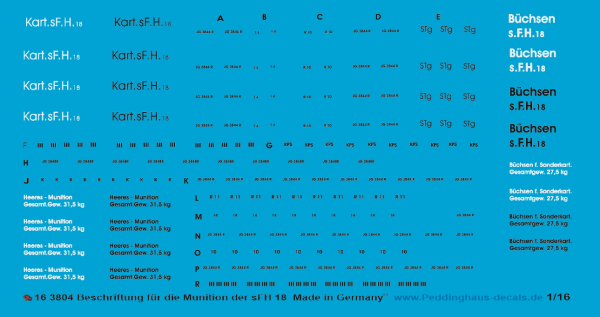 Peddinghaus-Decals 1:16 3804 ammomarkings for the sFH 18