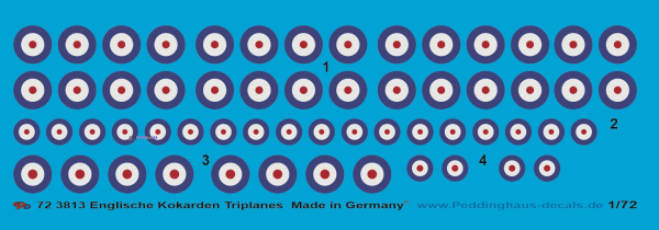 Peddinghaus-Decals 1:72 3813 Englische frühe Kokarden für Sopwith Triplane 1. WK