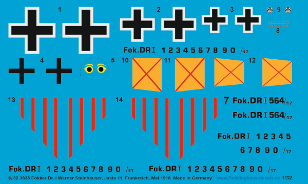 Peddinghaus-Decals 1:32 3838 Fokker Dr.I Werner Steinhäuser