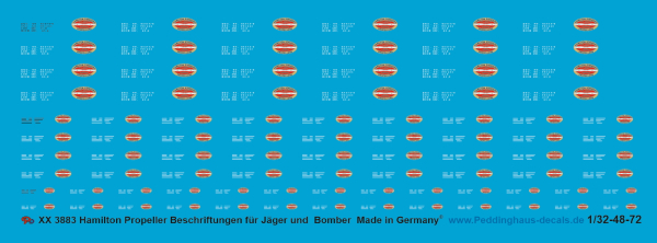 Peddinghaus-Decals 1:72-1:32 3883 Hamiton Propeller Beschriftungen im Maßstab 1/32-1/48-1/72