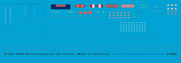 Peddinghaus-Decals 1:400 3908 markings for the Titanic Model