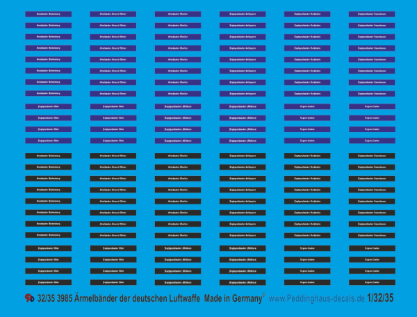 Peddinghaus-Decals 1:35 3985 Ärmelbänder der deutschen Luftwaffe in Blau und in schwarz