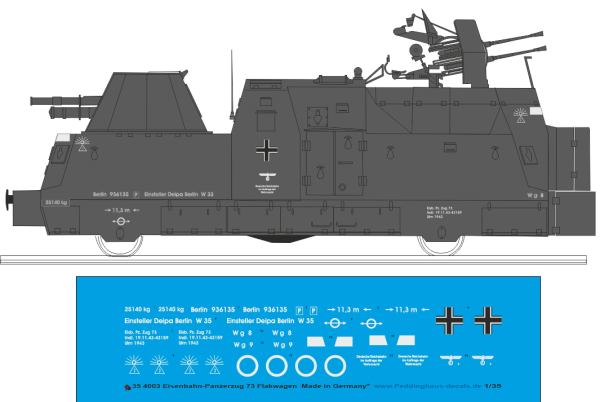 Peddinghaus-Decals 1/35 4003 Military amoured train 73 Flakwagen